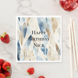 Blue Cream Zee Sand Ocean Serenity Verjaardag Servet