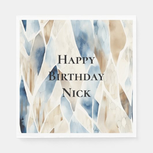 Blue Cream Zee Sand Ocean Serenity Verjaardag Servet (Voorkant)