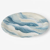 Blue Cream Zee Sand Ocean Waves Beach Papieren Bordje (Gekanteld)