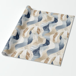 Blue Cream Zee Zand Abstract Cadeaupapier