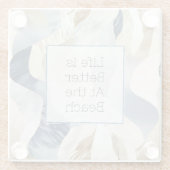 Blue Cream Zee Zand Abstract Glazen Onderzetter (Achterkant)