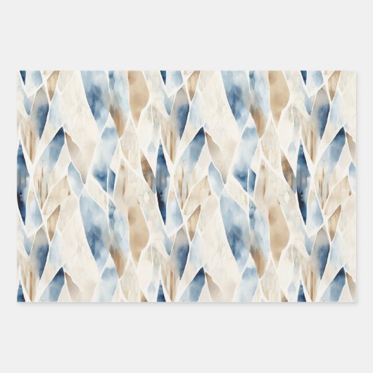 Blue Cream Zee Zand Abstract Inpakpapier Vel (Voorkant 3)