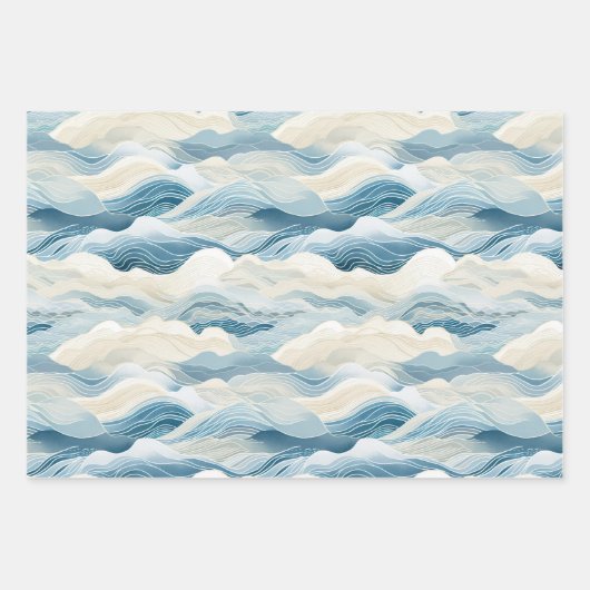 Blue Cream Zee Zand Abstract Inpakpapier Vel (Voorkant 2)