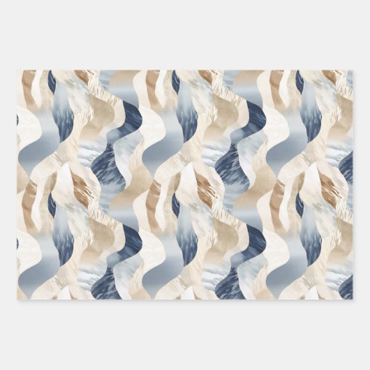 Blue Cream Zee Zand Abstract Inpakpapier Vel (Voorkant)