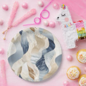 Blue Cream Zee Zand Abstract Papieren Bordje (Feest)