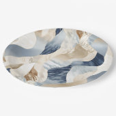 Blue Cream Zee Zand Abstract Papieren Bordje (Gekanteld)