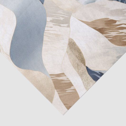 Blue Cream Zee Zand Abstract Tissuepapier (Detail)