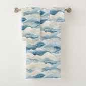 Blue Cream Zee Zand Ocean Waves Bad Handdoek (Insitu)