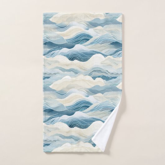 Blue Cream Zee Zand Ocean Waves Bad Handdoek (Handdoek)