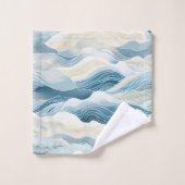Blue Cream Zee Zand Ocean Waves Bad Handdoek (Wasdoekje)
