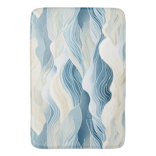 Blue Cream Zee Zand Ocean Waves Badmat (Voorkant Verticaal)