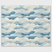 Blue Cream Zee Zand Ocean Waves Cadeaupapier (Vlak)