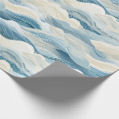 Blue Cream Zee Zand Ocean Waves Cadeaupapier (Hoek)