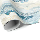 Blue Cream Zee Zand Ocean Waves Cadeaupapier (Rol Hoek)