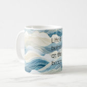 Blue Cream Zee Zand Ocean Waves Koffiemok (Voorkant links)