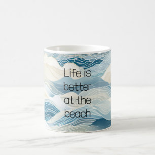 Blue Cream Zee Zand Ocean Waves Koffiemok