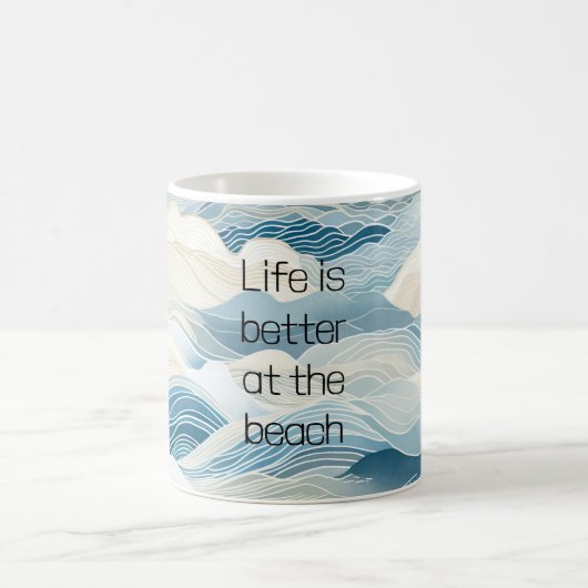 Blue Cream Zee Zand Ocean Waves Koffiemok (Center)