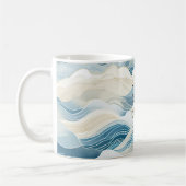 Blue Cream Zee Zand Ocean Waves Koffiemok (Links)