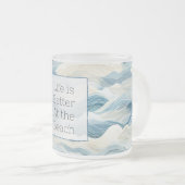 Blue Cream Zee Zand Ocean Waves Matglas Koffiemok (Voorkant rechts)