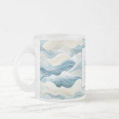 Blue Cream Zee Zand Ocean Waves Matglas Koffiemok (Links)