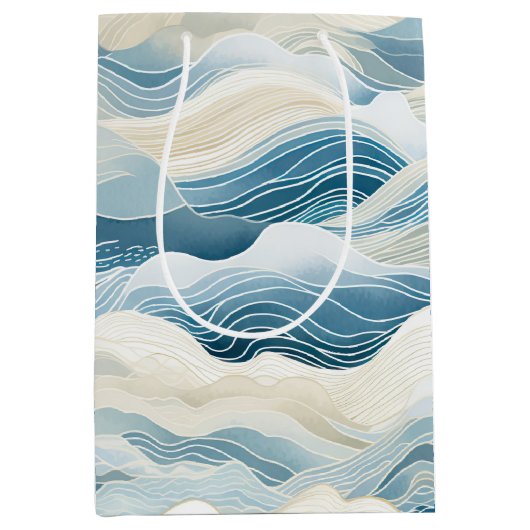 Blue Cream Zee Zand Ocean Waves Medium Cadeauzakje (Voorkant)
