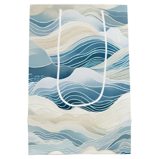 Blue Cream Zee Zand Ocean Waves Medium Cadeauzakje (Achterkant)