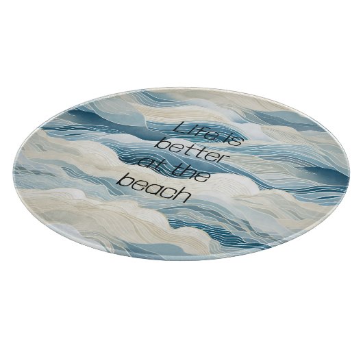 Blue Cream Zee Zand Ocean Waves Snijplank (Hoek)