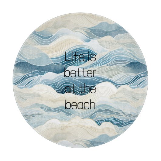 Blue Cream Zee Zand Ocean Waves Snijplank (Voorkant)