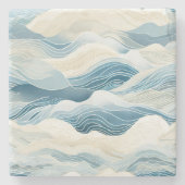 Blue Cream Zee Zand Ocean Waves Stenen Onderzetter (Voorkant)
