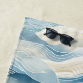 Blue Cream Zee Zand Ocean Waves Strandlaken (In situ)