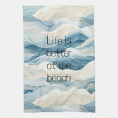 Blue Cream Zee Zand Ocean Waves Theedoek (Verticaal)