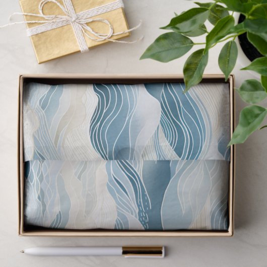 Blue Cream Zee Zand Ocean Waves Tissuepapier (Geschenk)