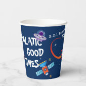 Blue Creative Space Rocket Astronaut Kids Birthday Papieren Bekers (Achterkant)