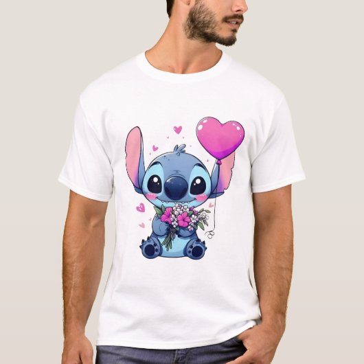 Blue Creature Love Tee – Whimsical Character Shirt (Voorkant)