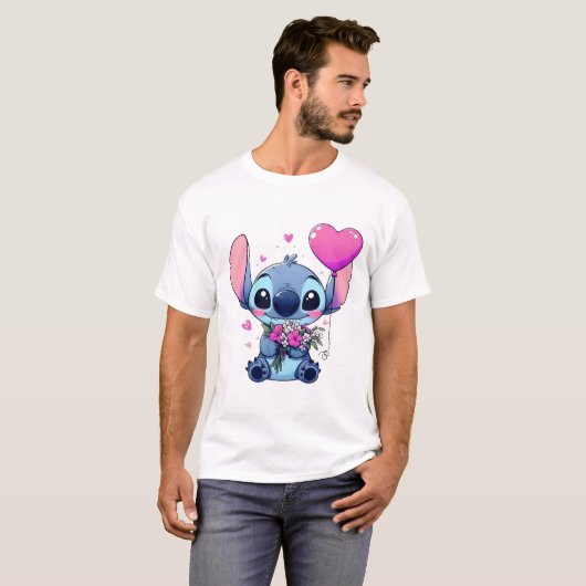 Blue Creature Love Tee – Whimsical Character Shirt (Voorkant volledig)