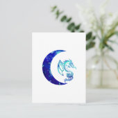 Blue Crescent Moon and Dragon Briefkaart (Staand voorkant)