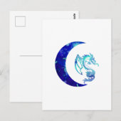 Blue Crescent Moon and Dragon Briefkaart (Voorkant / Achterkant)