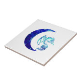 Blue Crescent Moon and Dragon Tegeltje (Zijkant)
