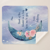 Blue Crescent Moon Custom Message Sherpa Deken (Voorkant (horizontaal))