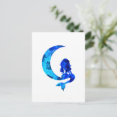 Blue Crescent Moon en Mermaid Briefkaart (Staand voorkant)