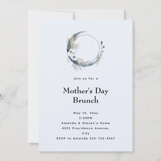Blue Crescent Moon Moederdag Brunch Kaart (Voorkant)