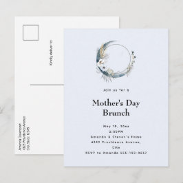 Blue Crescent Moon Moederdag Brunch Uitnodiging Briefkaart