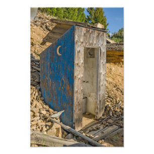 Blue Crescent Moon Outhouse - Privy Foto Afdruk