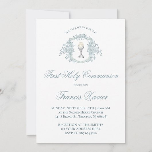 blue crest chalice | First Communion Kaart (Voorkant)