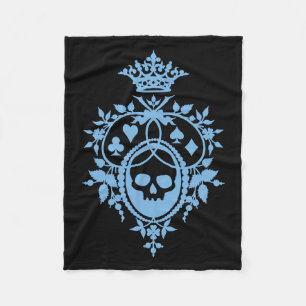 Blue Crest met Skull en Cardsuit Fleece Blanket Deken