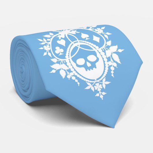 Blue Crest met Skull en Cardsuit Stropdas (Opgerold)
