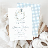Blue Crest met Stork & Bloemen Baby Boy Shower Kaart