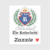 Blue Crest Monogram Kroonkrans Ex Libris Sticker (Vel)