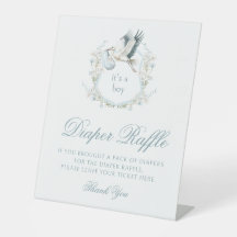 Blue Crest Stork Boho Baby shower Luier Raffle