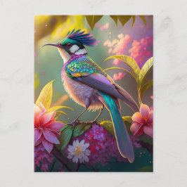 Blue Crested Rainbow Gevleugelde Sunbird Fantasy B Briefkaart